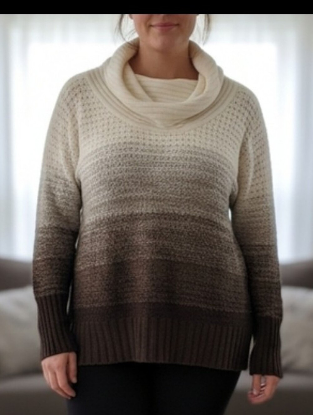 St. Johns Bay Gradient Brown and Cream Women's Sweater